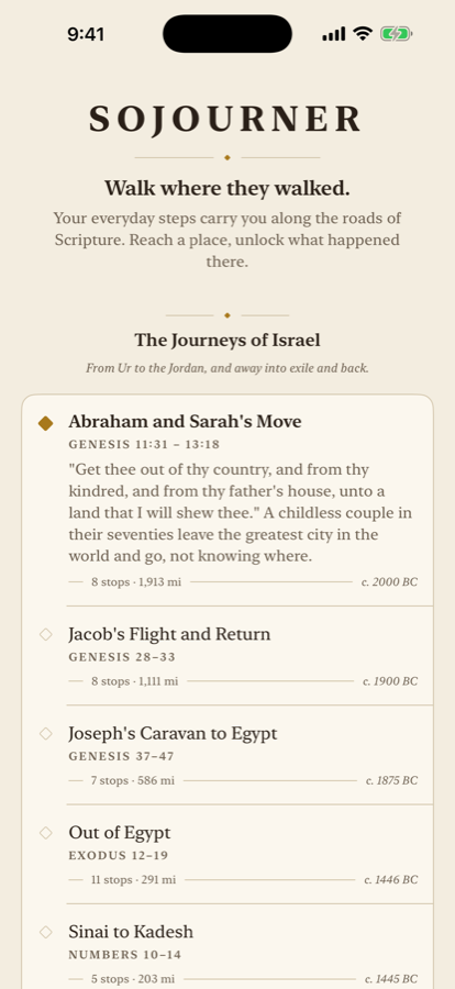 The journey picker, with Our Lord's journeys set apart in gold.